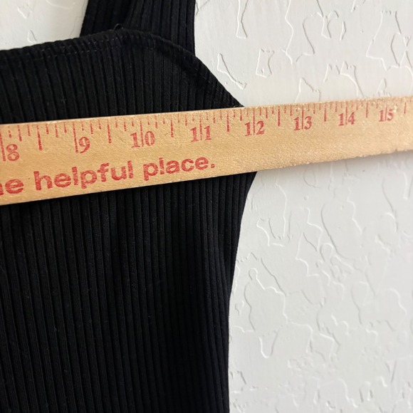 Reformation Black Ribbed Knit Wide Leg Jumpsuit Tencel Square Neck XS RN143248 - Picture 6 of 6